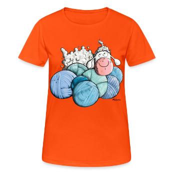 Schaf auf Wolle - Frauen T-Shirt atmungsaktiv - Neonorange - Vorne - AI Model Female 172 dark (172cm)