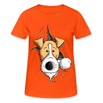 Finn der Foxterrier - Frauen T-Shirt atmungsaktiv - Neonorange - Vorne - AI Model Female 172 dark (172cm)