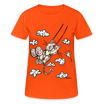 Cat on the swing - Women's Breathable T-Shirt - neon orange - Front - AI Model Female 172 dark (172cm)
