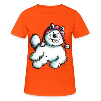 Mignon Samoyède - T-shirt respirant Femme - orange néon - Devant - AI Model Female 172 dark (172cm)