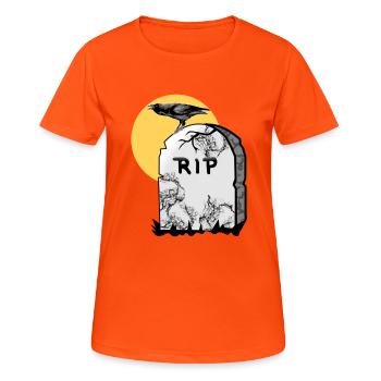 Pierre tombale avec corbeau - T-shirt respirant Femme - orange néon - Devant - AI Model Female 172 dark (172cm)