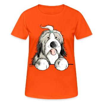 Happy Bearded Collie - T-shirt respirant Femme - orange néon - Devant - AI Model Female 172 dark (172cm)
