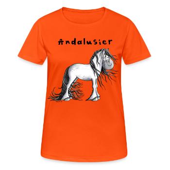 Knuffiger Andalusier - Frauen T-Shirt atmungsaktiv - Neonorange - Vorne - AI Model Female 172 dark (172cm)