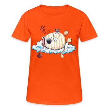 Sleeping Cat - Chat - T-shirt respirant Femme - orange néon - Devant - AI Model Female 172 dark (172cm)