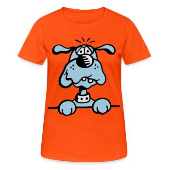 Knuffiges Hündchen - Frauen T-Shirt atmungsaktiv - Neonorange - Vorne - AI Model Female 172 dark (172cm)