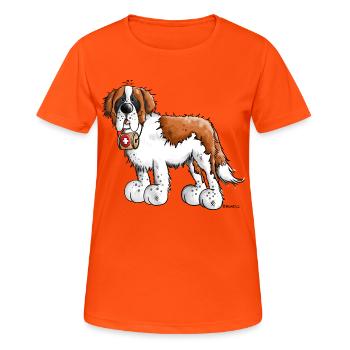 Der Bernhardiner - Frauen T-Shirt atmungsaktiv - Neonorange - Vorne - AI Model Female 172 dark (172cm)
