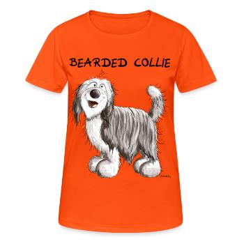 Mignon Bearded Collie - T-shirt respirant Femme - orange néon - Devant - AI Model Female 172 dark (172cm)