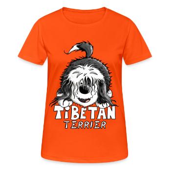 Mignon Terrier tibétain - T-shirt respirant Femme - orange néon - Devant - AI Model Female 172 dark (172cm)