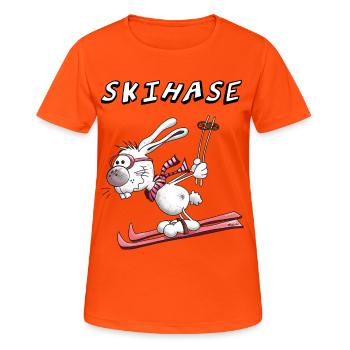 Skihase - Frauen T-Shirt atmungsaktiv - Neonorange - Vorne - AI Model Female 172 dark (172cm)