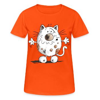 Drollige Knuddelkatze - Frauen T-Shirt atmungsaktiv - Neonorange - Vorne - AI Model Female 172 dark (172cm)