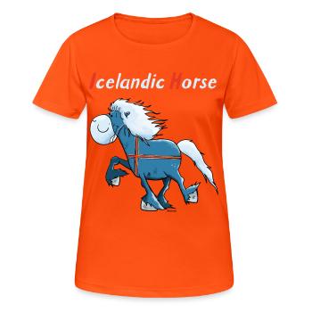 Isländer on Tour - Frauen T-Shirt atmungsaktiv - Neonorange - Vorne - AI Model Female 172 dark (172cm)
