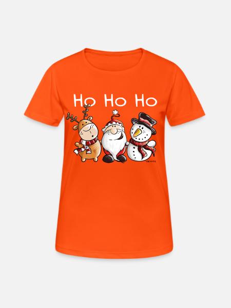 Père Noël, renne et bonhomme de neige - T-shirt respirant Femme - orange néon