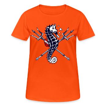 Scuba Diver Trident Seahorse - Women's Breathable T-Shirt - neon orange - Front - AI Model Female 172 dark (172cm)