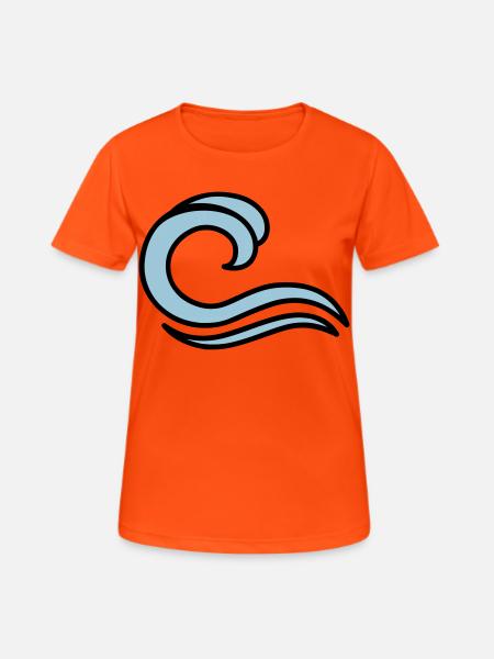 Wellen - Frauen T-Shirt atmungsaktiv - Neonorange