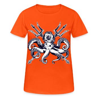 Pieuvre Scaphandre Trident - T-shirt respirant Femme - orange néon - Devant - AI Model Female 172 dark (172cm)