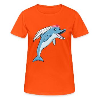 Mariage au voile de mariée dauphin - T-shirt respirant Femme - orange néon - Devant - AI Model Female 172 dark (172cm)