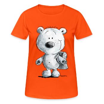 Schoolchild polar bear I schooling 1st class gift - Women's Breathable T-Shirt - neon orange - Front - AI Model Female 172 dark (172cm)