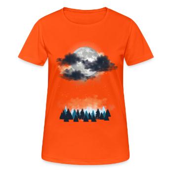 Pleine lune mystique sur une forêt de conifères - T-shirt respirant Femme - orange néon - Devant - AI Model Female 172 dark (172cm)