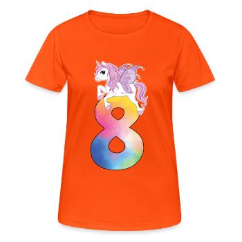 Unicorn with rainbow number 8th birthday - Women's Breathable T-Shirt - neon orange - Front - AI Model Female 172 dark (172cm)