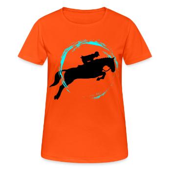 équitation - T-shirt respirant Femme - orange néon - Devant - AI Model Female 172 dark (172cm)
