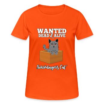 Wanted : Schrödinger’s Cat - Dead &Alive Geschenk - T-shirt respirant Femme - orange néon - Devant - AI Model Female 172 dark (172cm)