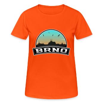 Brünn Tschechien Skyline Tschechisches Souvenir - Frauen T-Shirt atmungsaktiv - Neonorange - Vorne - AI Model Female 172 dark (172cm)