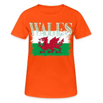 Wales - Women's Breathable T-Shirt - neon orange - Front - AI Model Female 172 dark (172cm)