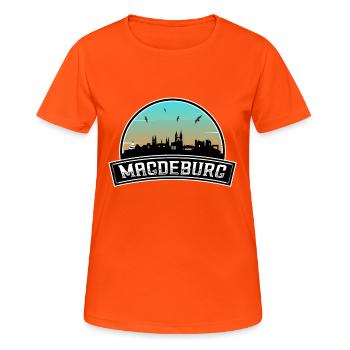 Magdebourg Allemagne Skyline Souvenir allemand - T-shirt respirant Femme - orange néon - Devant - AI Model Female 172 dark (172cm)