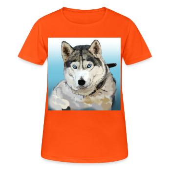 Husky - Frauen T-Shirt atmungsaktiv - Neonorange - Vorne - AI Model Female 172 dark (172cm)