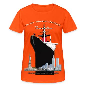 POSTER LINER FRANCE NEW YORK Louis RUNEMBERG © - Women's Breathable T-Shirt - neon orange - Front - AI Model Female 172 dark (172cm)