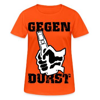 Gegen Durst - Frauen T-Shirt atmungsaktiv - Neonorange - Vorne - AI Model Female 172 dark (172cm)