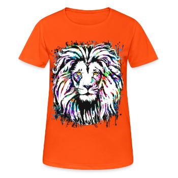 Lion coloré - Löwenkopf Streetart - Graffiti - T-shirt respirant Femme - orange néon - Devant - AI Model Female 172 dark (172cm)
