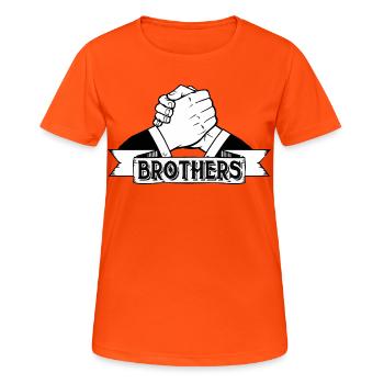 frère frère ami copain épais bro brudi bros - T-shirt respirant Femme - orange néon - Devant - AI Model Female 172 dark (172cm)