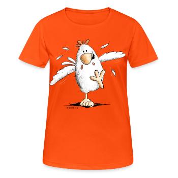 Cooles Rennendes Huhn - Frauen T-Shirt atmungsaktiv - Neonorange - Vorne - AI Model Female 172 dark (172cm)