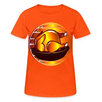 POULET RÔTI POULET POULET MANGEANT DE LA VOLAILLE GRILLADES - T-shirt respirant Femme - orange néon - Devant - AI Model Female 172 dark (172cm)