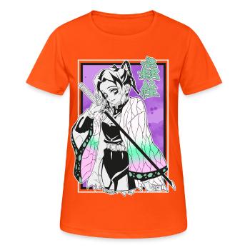 Kimetsu Shinobu - Frauen T-Shirt atmungsaktiv - Neonorange - Vorne - AI Model Female 172 dark (172cm)