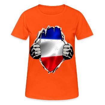 Drapeau rouge bleu-blanc - T-shirt respirant Femme - orange néon - Devant - AI Model Female 172 dark (172cm)