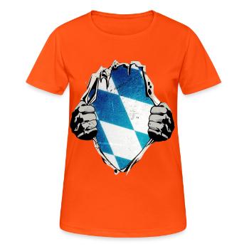 Bayern Bleu Blanc sous le maillot - T-shirt respirant Femme - orange néon - Devant - AI Model Female 172 dark (172cm)
