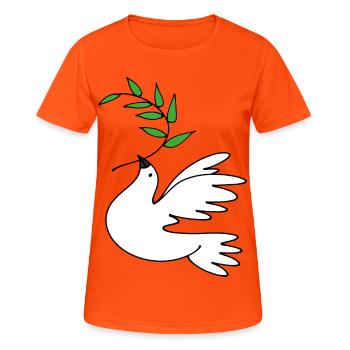 Friedenstaube - Frauen T-Shirt atmungsaktiv - Neonorange - Vorne - AI Model Female 172 dark (172cm)