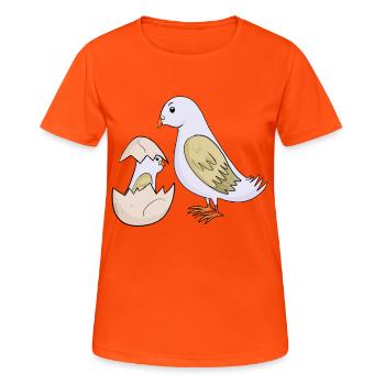 Pigeon avec bébé pigeon - T-shirt respirant Femme - orange néon - Devant - AI Model Female 172 dark (172cm)