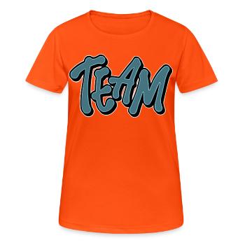 Team - Frauen T-Shirt atmungsaktiv - Neonorange - Vorne - AI Model Female 172 dark (172cm)