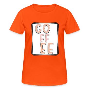 Kaffee Typo Panel - Frauen T-Shirt atmungsaktiv - Neonorange - Vorne - AI Model Female 172 dark (172cm)