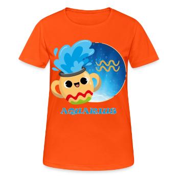 Sternzeichen Wassermann - Frauen T-Shirt atmungsaktiv - Neonorange - Vorne - AI Model Female 172 dark (172cm)