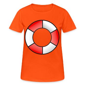 Rettungsring Rot Weiß - Frauen T-Shirt atmungsaktiv - Neonorange - Vorne - AI Model Female 172 dark (172cm)