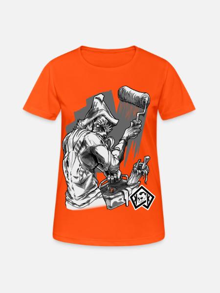 Maler, malen, Pinsel, Künstler, Handwerker - Frauen T-Shirt atmungsaktiv - Neonorange