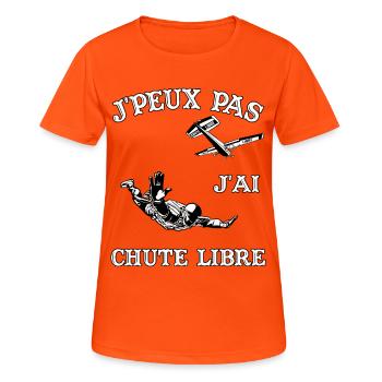 J'Peux Pas J'ai Chute Libre Cadeau Parachutiste - T-shirt respirant Femme - orange néon - Devant - AI Model Female 172 dark (172cm)
