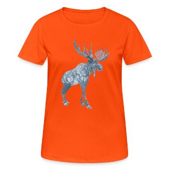Elch Skulptur Schweden - Frauen T-Shirt atmungsaktiv - Neonorange - Vorne - AI Model Female 172 dark (172cm)