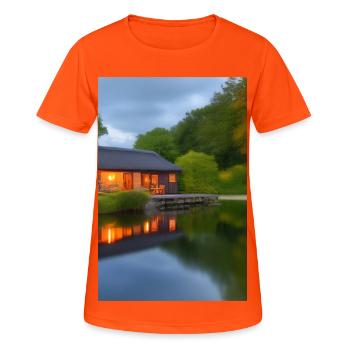 Charmante cabane au bord du lac - T-shirt respirant Femme - orange néon - Devant - AI Model Female 172 dark (172cm)