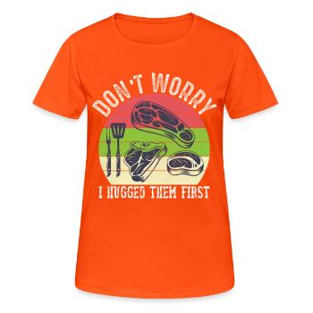 Butcher Animal Slaughter Meat Cutter BBQ - Frauen T-Shirt atmungsaktiv - Neonorange - Vorne - AI Model Female 172 dark (172cm)