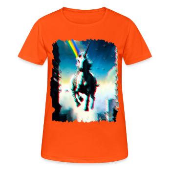 Licorne Fantaisie Arc-en-ciel Art - T-shirt respirant Femme - orange néon - Devant - AI Model Female 172 dark (172cm)